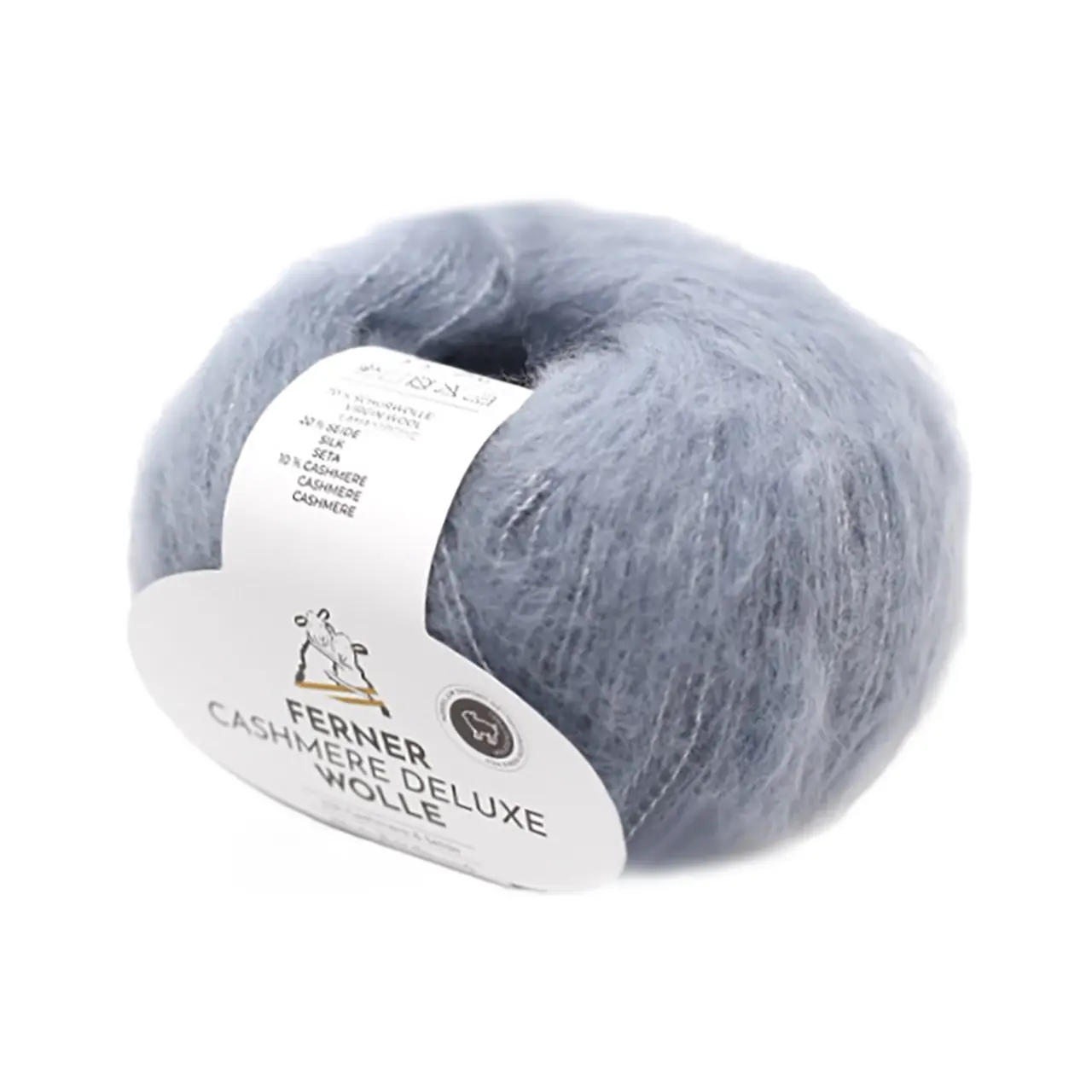 Cashmere Deluxe 3052 Grau von Ferner Wolle. Ein flauschig weiches Garn mit dem sich leichte Westen und Pullover fast wie von selbst stricken.