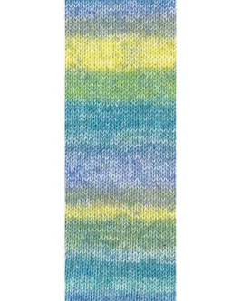 Gomitolo Mambo <br>2038 Petrol/<wbr>Türkis/<wbr>Jeans-/<wbr>Veilchenblau/<wbr>Graugrün/<wbr>Zitrusgelb/<wbr>Maigrün