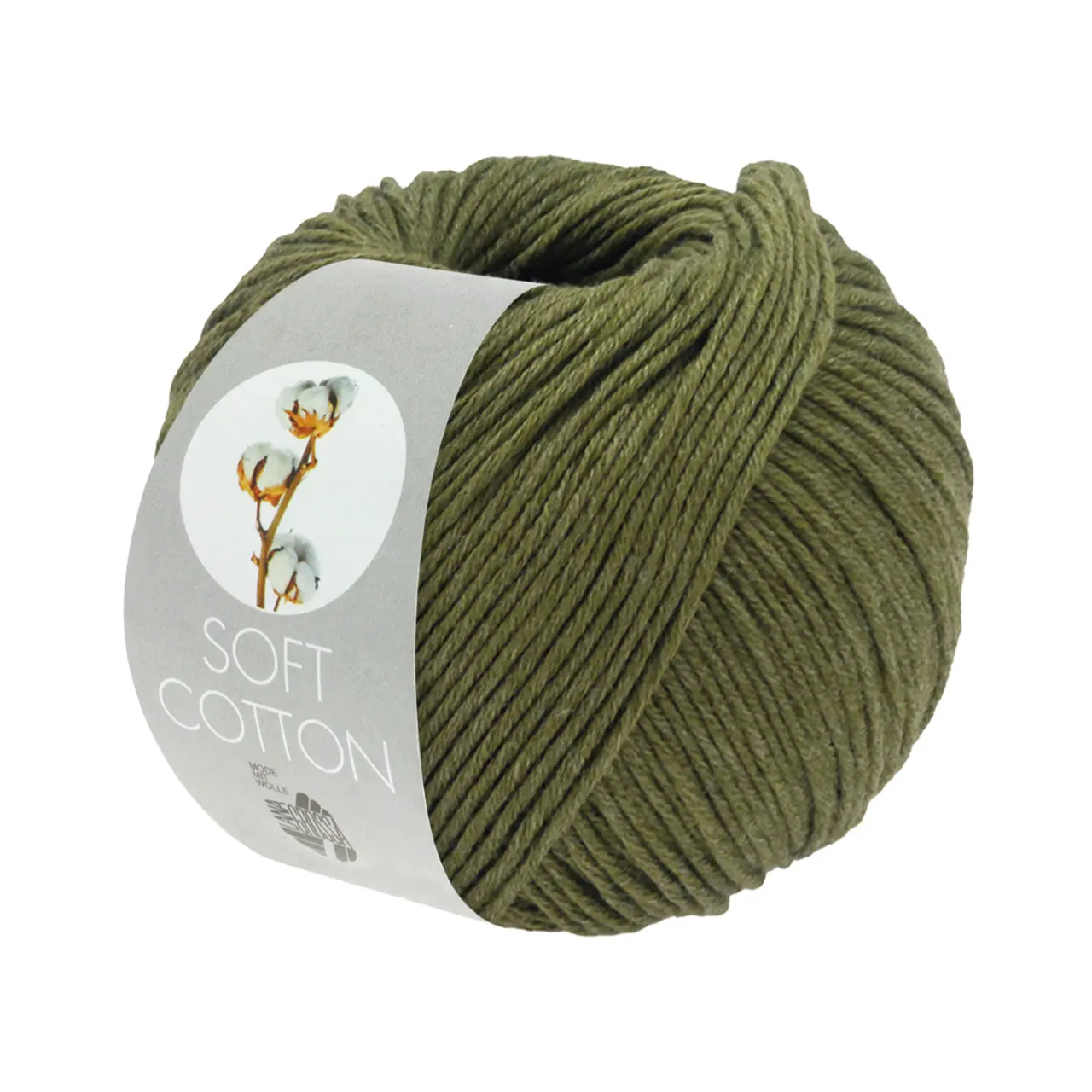 Soft Cotton Uni 50 Dunkeloliv von Lana Grossa. Weiches Baumwollgarn mit modernem Mikrofaseranteil