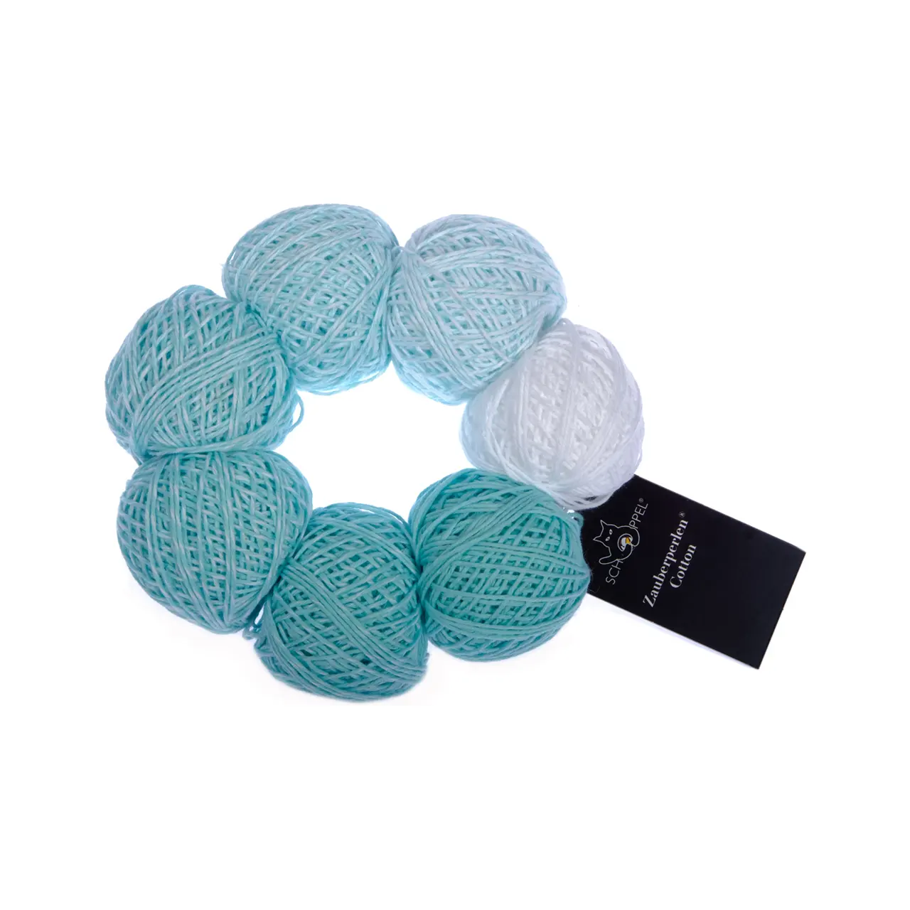 Zauberperlen® Cotton 2491 Vigoroso von Schoppel. Ein Malkasten aus Baumwolle. Ihr individuelles Farbspiel entsteht durch das Verbinden der Miniknäuel.