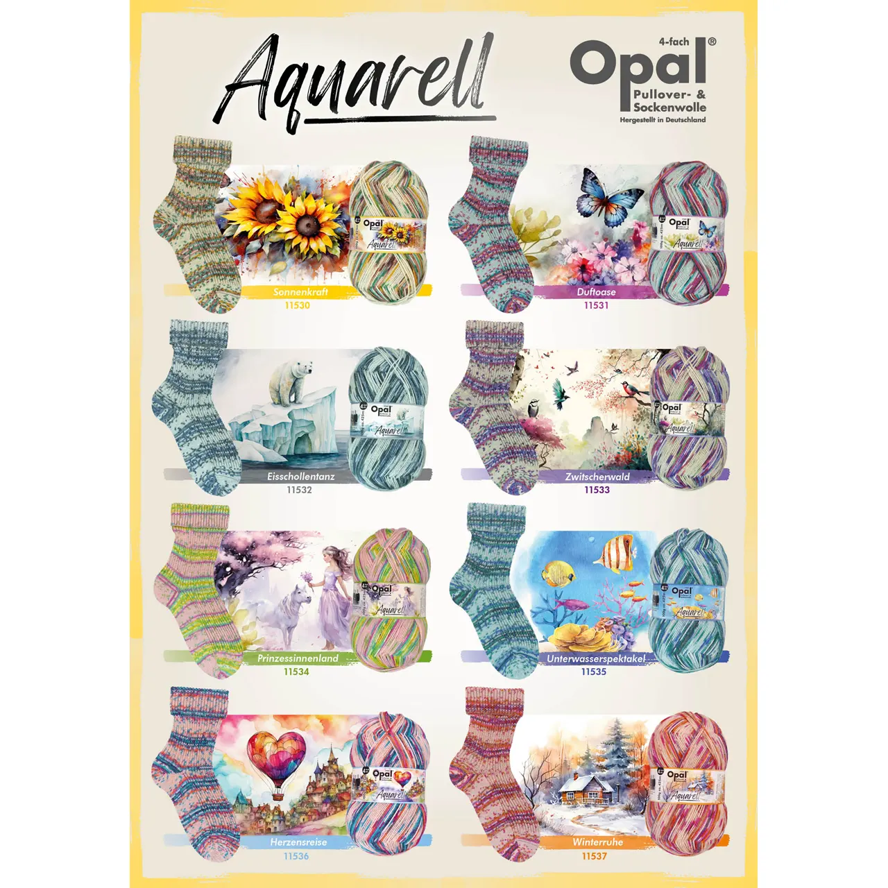 Opal Aquarell 4-fach 11534 Prinzessinnenland von Opal. Hochwertiges Sockengarn in faszinierenden Aquarellfarben langlebig und pflegeleicht. Perfekt für Socken Pullover und mehr.