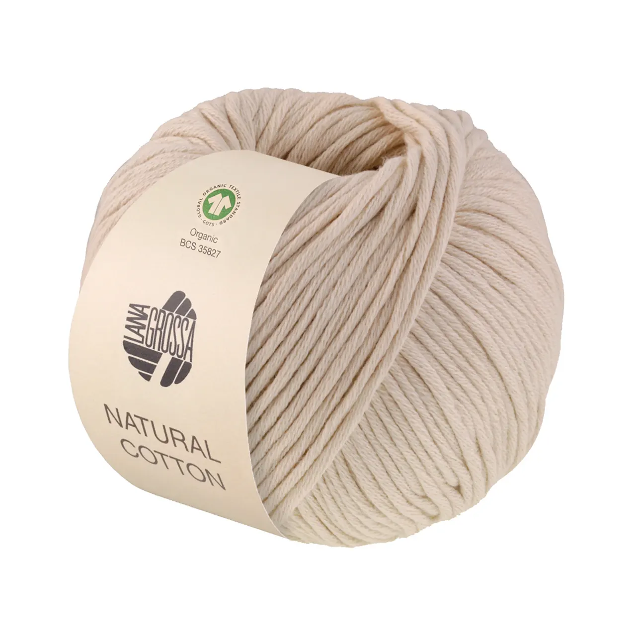 Natural Cotton GOTS 18 Eierschale von Lana Grossa. Bio-Baumwollgarn in Millefili- Zwirnung
