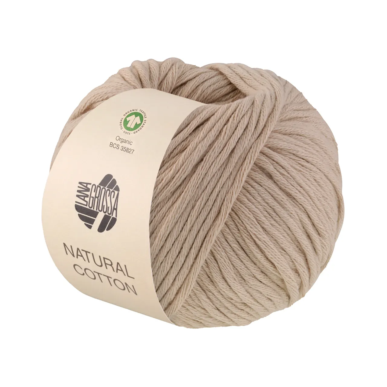 Natural Cotton GOTS 19 Beige von Lana Grossa. Bio-Baumwollgarn in Millefili- Zwirnung