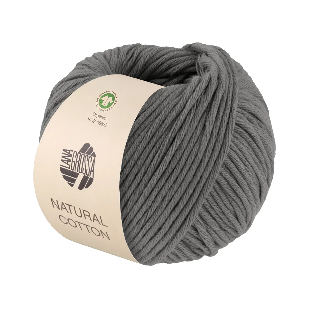 Natural Cotton GOTS 21 Dunkelgrau von Lana Grossa. Bio-Baumwollgarn in Millefili- Zwirnung