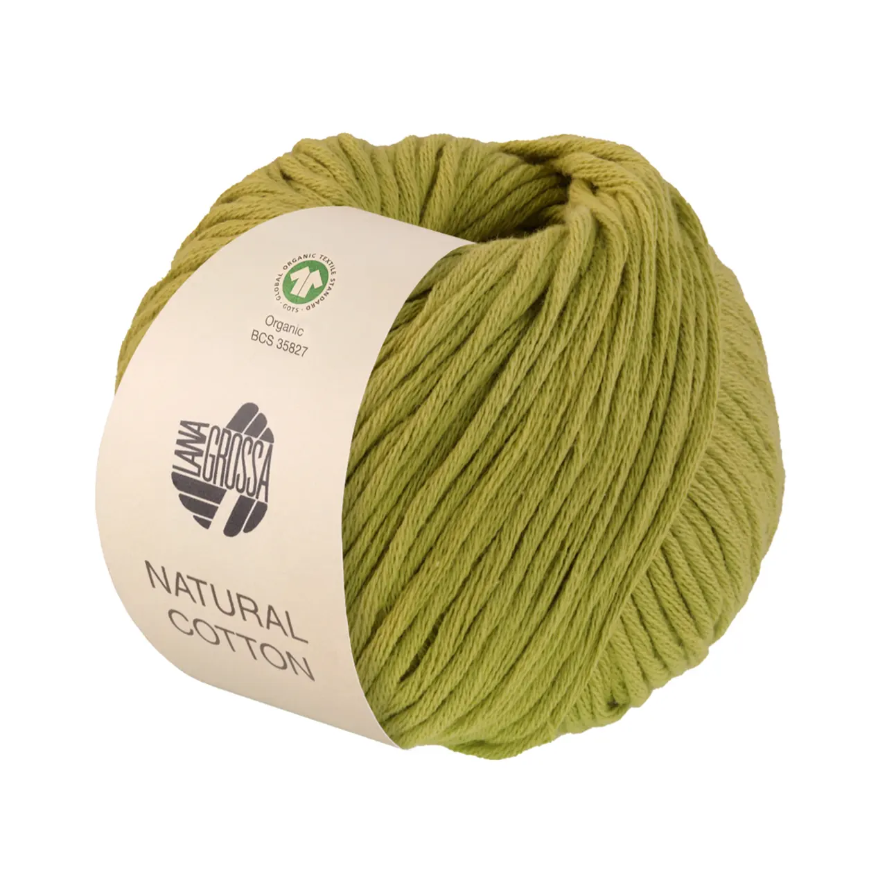 Natural Cotton GOTS 4 Frühlingsgrün von Lana Grossa. Bio-Baumwollgarn in Millefili- Zwirnung