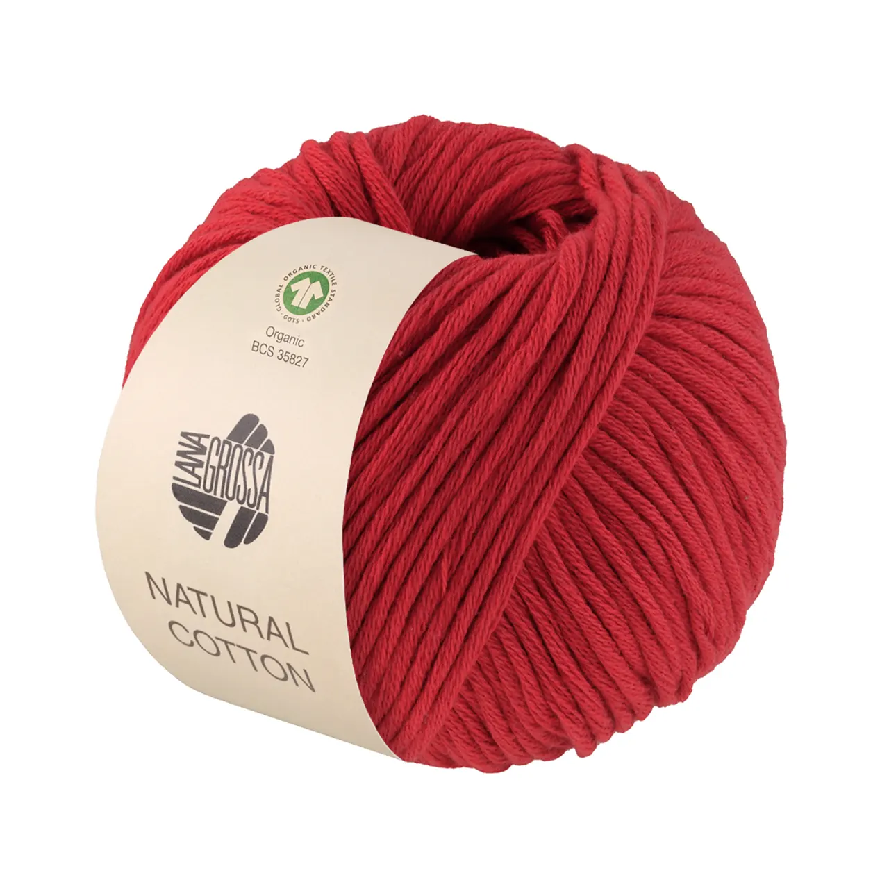 Natural Cotton GOTS 7 Rot von Lana Grossa. Bio-Baumwollgarn in Millefili- Zwirnung