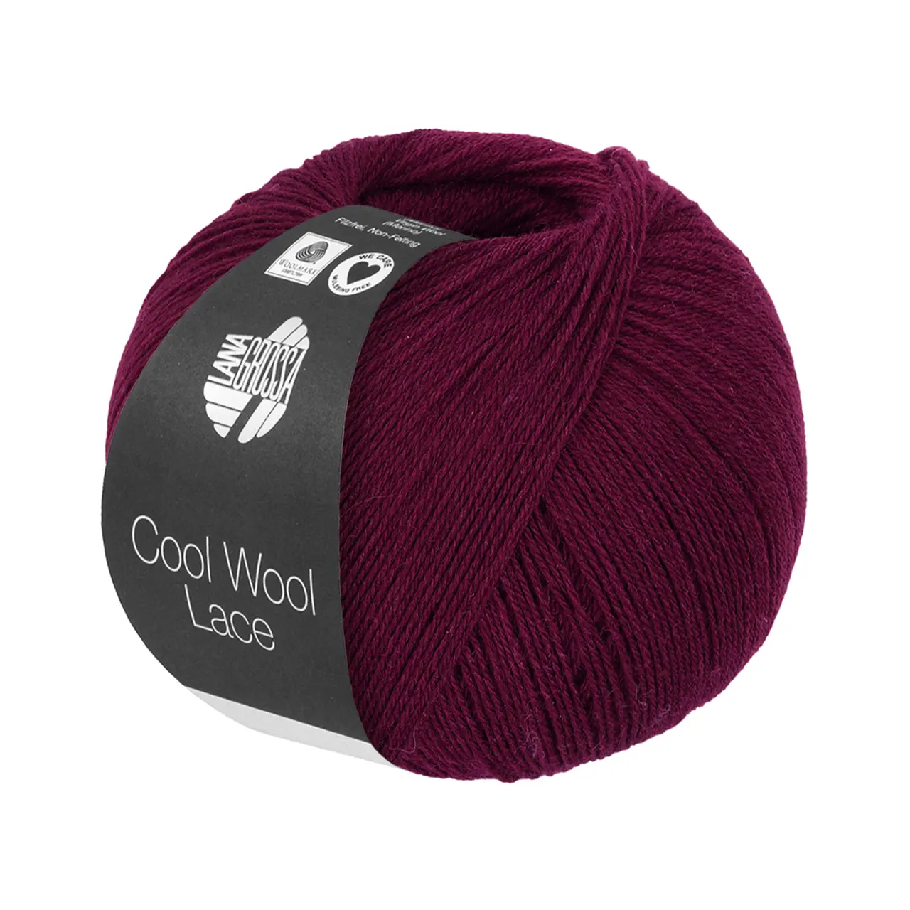 Cool Wool Lace 60 Bordeaux von Lana Grossa. Extrafeine Merinowolle waschmaschinenfest und filzfrei