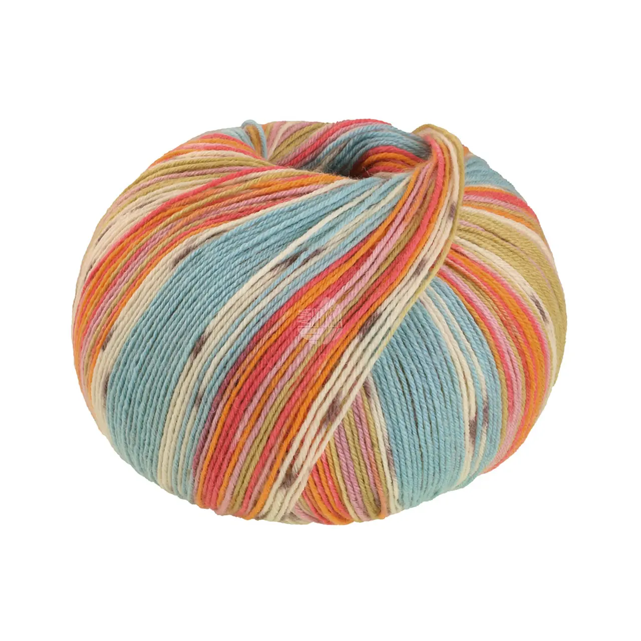 Meilenweit 100 Seta Giappone 3381 Minttürkis/Ecru/Senf/Himbeer/Flieder/Mauve von Lana Grossa.