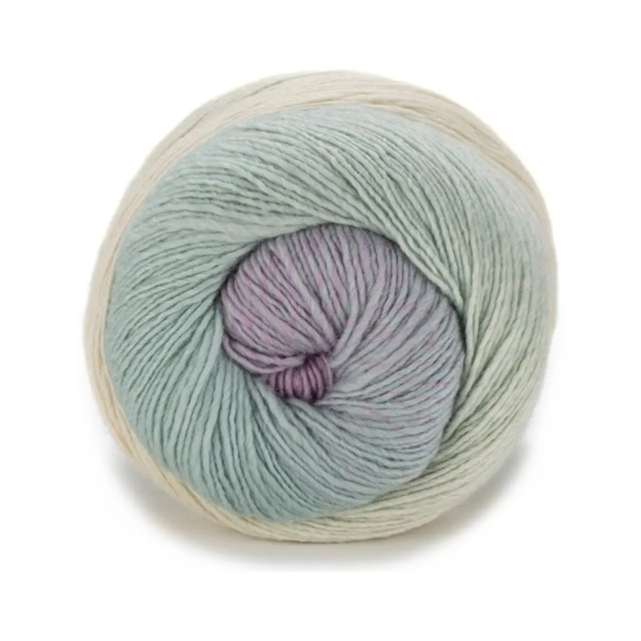 Poema Cashmere 104 Lila/Natur/Mint von Laines Du Nord. Hier vereint sich die edelste Faser Kaschmir mit feinster Premium-Merinowolle um das eleganteste Gedicht des Strick-Universums zu komponieren.