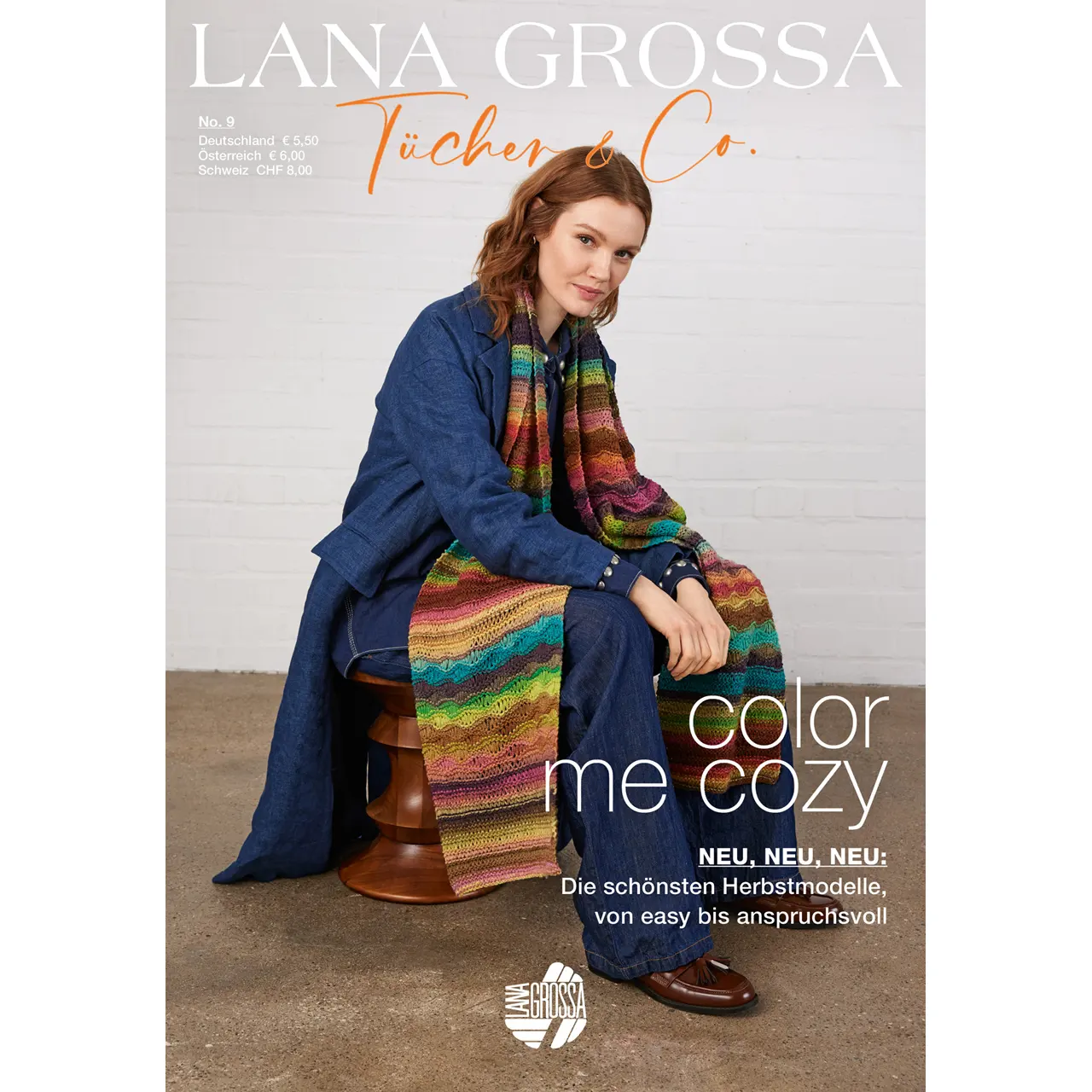 Lana Grossa Magazin Tücher & Co. No. 9 Herbst/Winter 2025/26 mit 44 zeitlosen Modellen aus klassischen Garnen sowie edlen Neuheiten