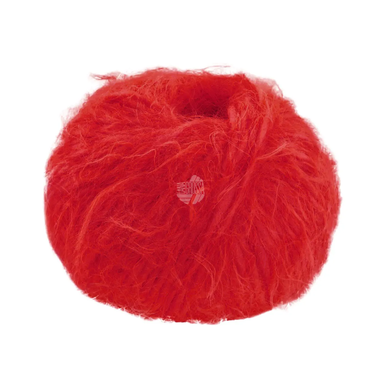 Basta 27 Leuchtendrot von Lana Grossa. Garn im Fake Fur Look locker verzwirnt aus einem Franseneffekt und feinen Merinofasern
