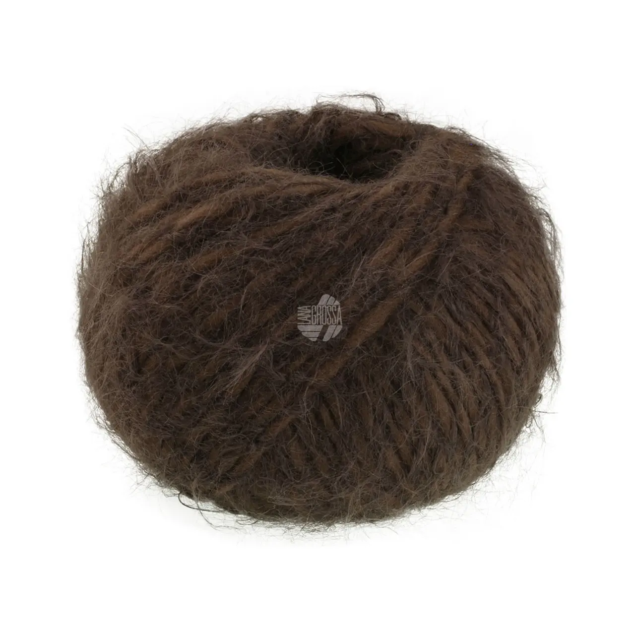 Basta 33 Schokobraun von Lana Grossa. Garn im Fake Fur Look locker verzwirnt aus einem Franseneffekt und feinen Merinofasern