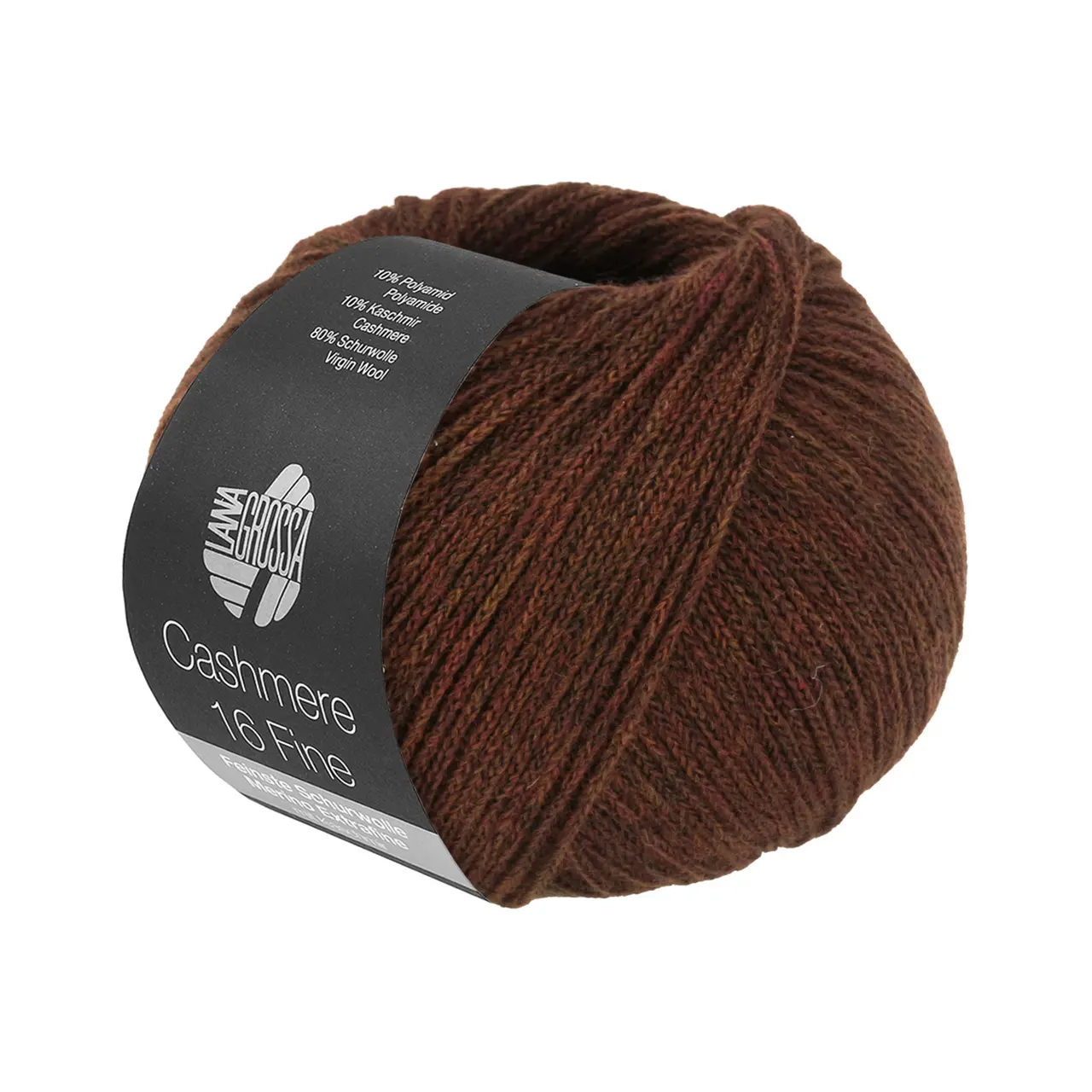 Cashmere 16 Fine 62 Schokobraun von Lana Grossa. Kettengarn aus Kaschmir- und Merinowolle