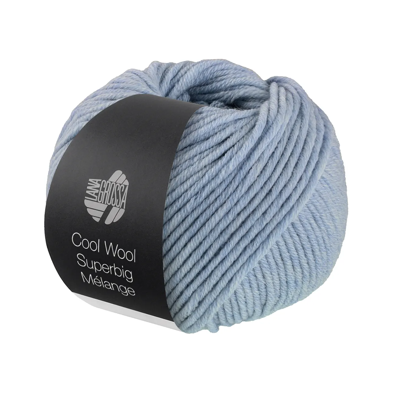 Cool Wool Superbig Mélange 206 Hellblau Meliert von Lana Grossa. Pure extrafeine Merinowolle waschmaschinenfest und filzfrei