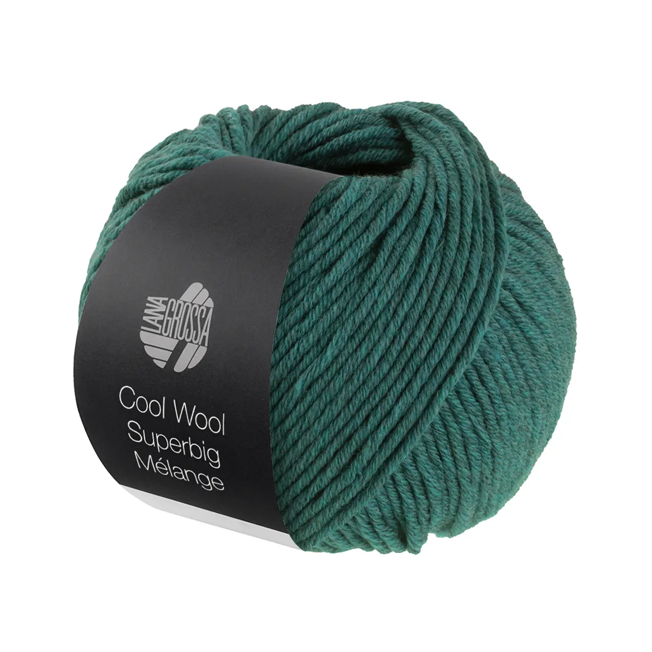 Cool Wool Superbig Mélange 210 Dunkelgrün Meliert von Lana Grossa. Pure extrafeine Merinowolle waschmaschinenfest und filzfrei