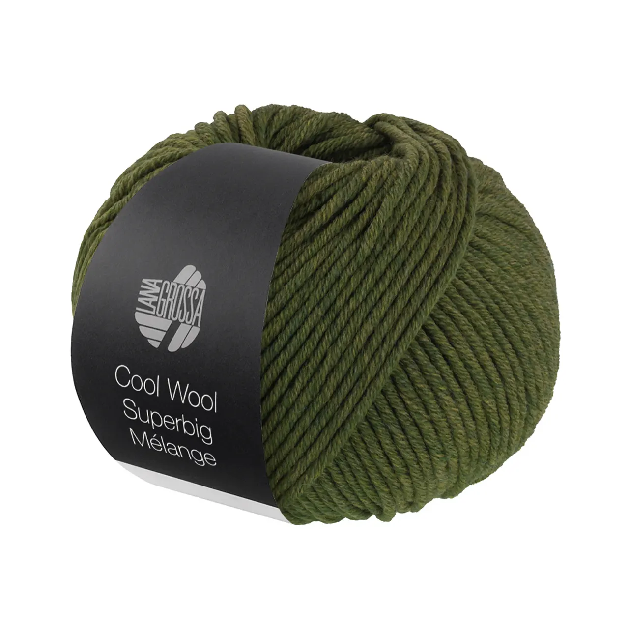 Cool Wool Superbig Mélange 212 Oliv Meliert von Lana Grossa. Pure extrafeine Merinowolle waschmaschinenfest und filzfrei