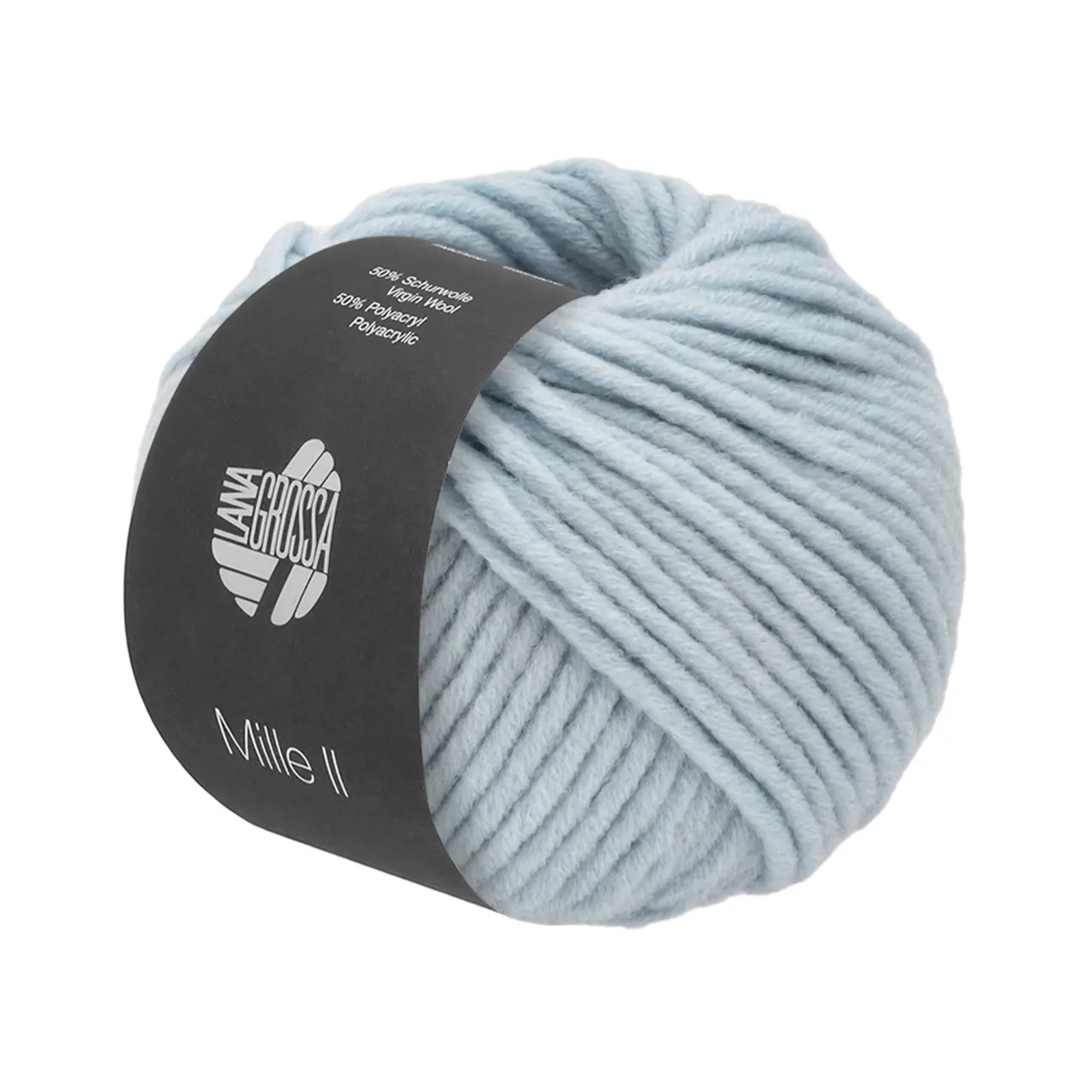 Mille II 172 Pastellblau von Lana Grossa. Strapazierfähiges Mischgarn mit Merinowolle waschmaschinenfest