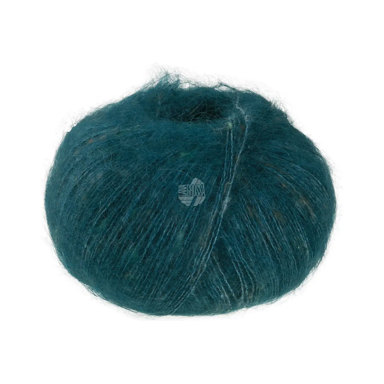 Natural Superkid Tweed 634 Tiefseegrün von Lana Grossa. Feines Lace-Garn aus Superkid Mohair mit Seide und zarten Tweednoppen