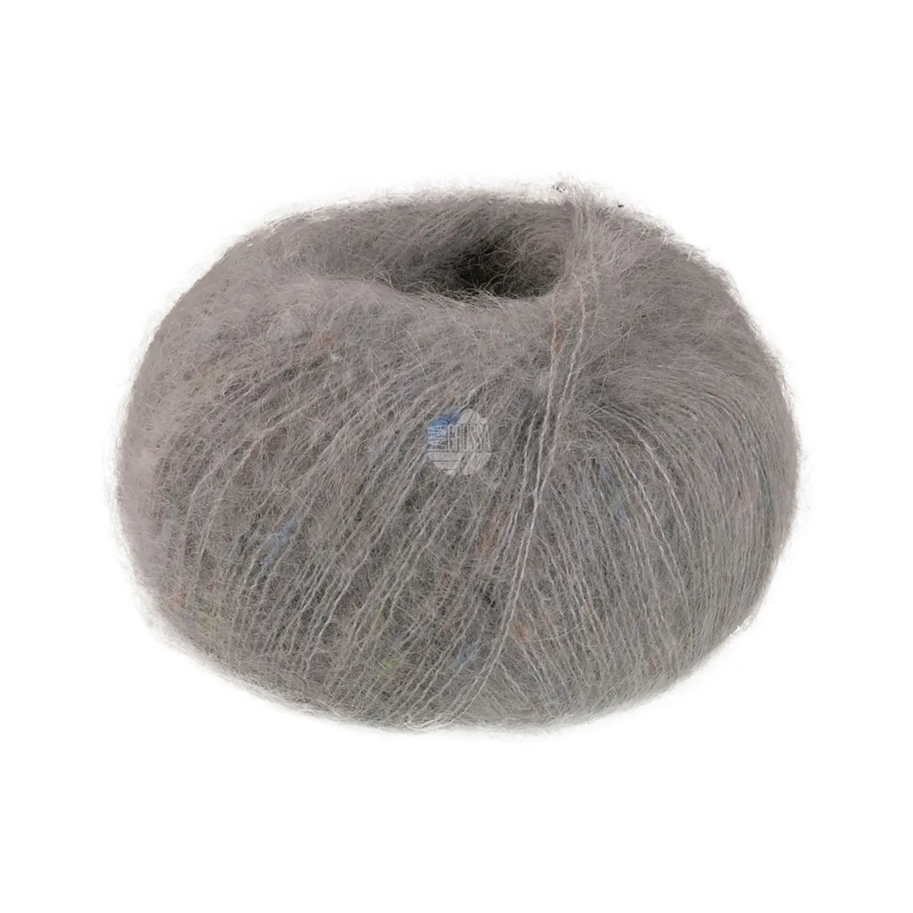 Natural Superkid Tweed 636 Mausgrau von Lana Grossa. Feines Lace-Garn aus Superkid Mohair mit Seide und zarten Tweednoppen