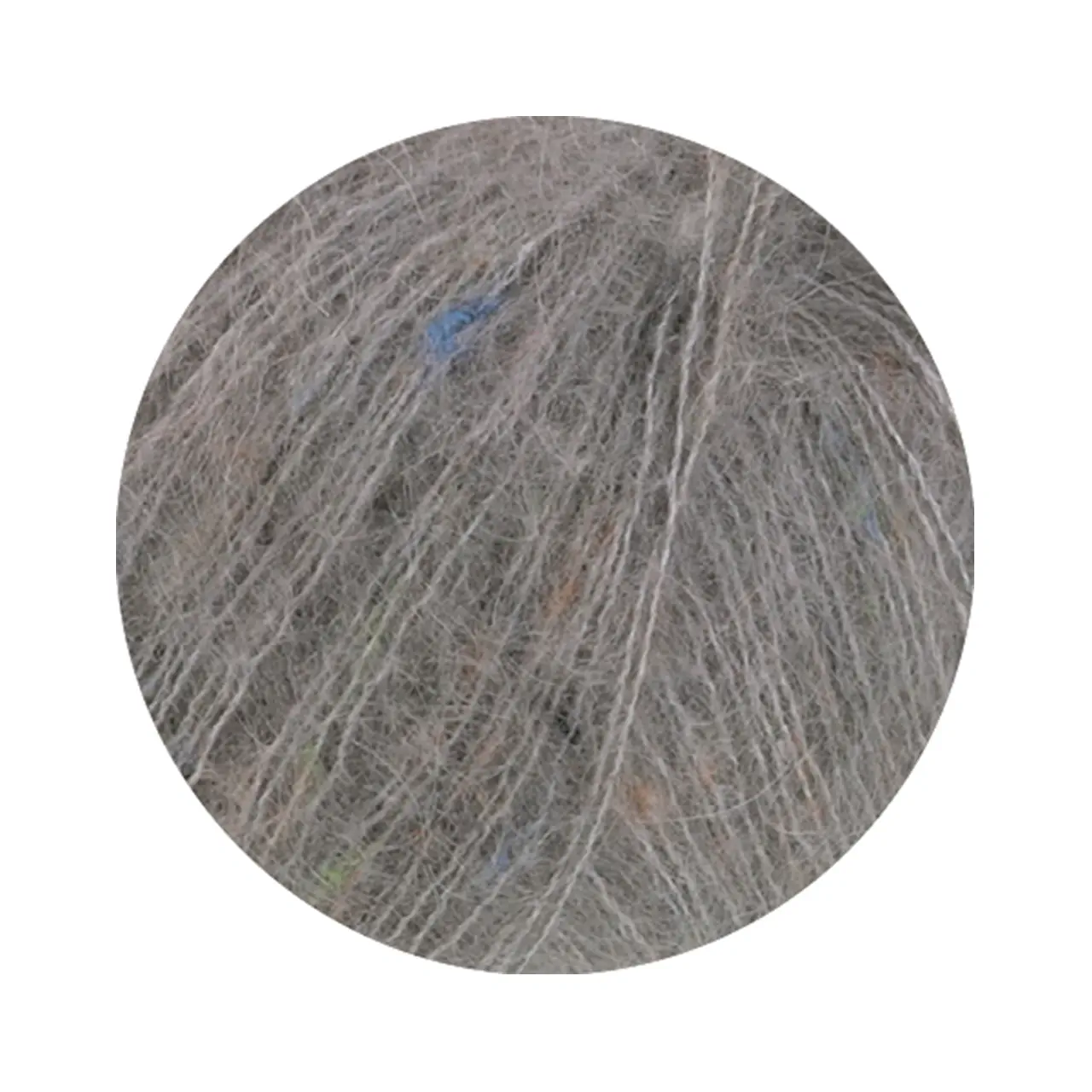 Natural Superkid Tweed 636 Mausgrau von Lana Grossa. Feines Lace-Garn aus Superkid Mohair mit Seide und zarten Tweednoppen