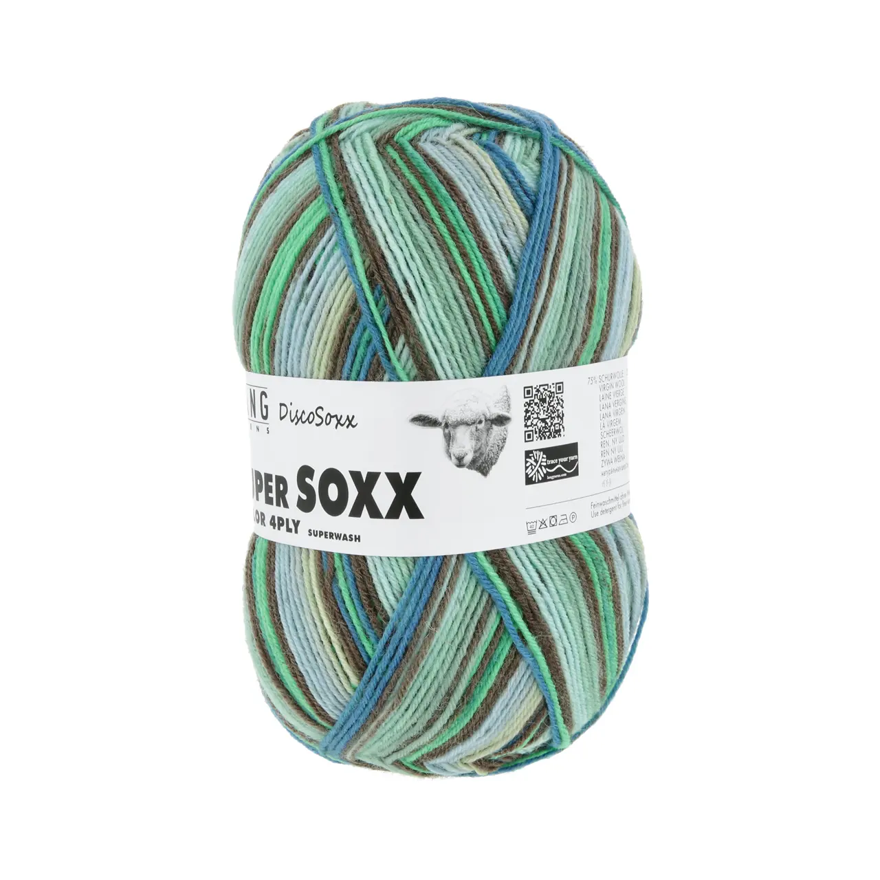 Super Soxx Color 4-Fach 520 Grün/Blau 1145 I Will Survive von Lang Yarns.