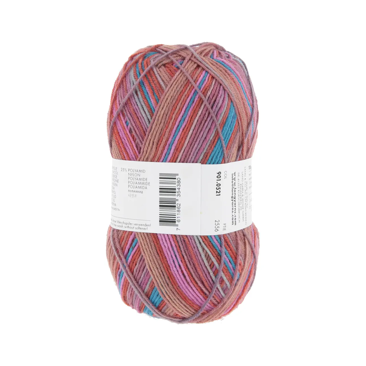 Super Soxx Color 4-Fach 521 Orange/Blau/Rosa 1145 Celebrat von Lang Yarns.