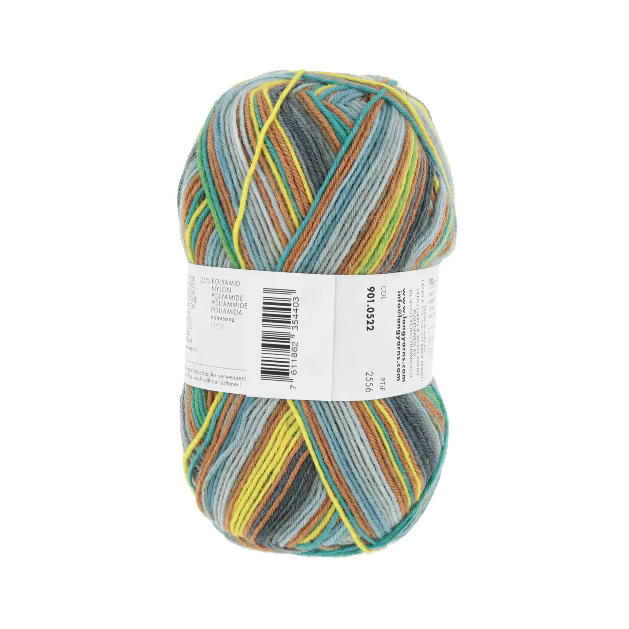 Super Soxx Color 4-Fach 522 Gelb/Türki/Braun 1145 Got To B von Lang Yarns.