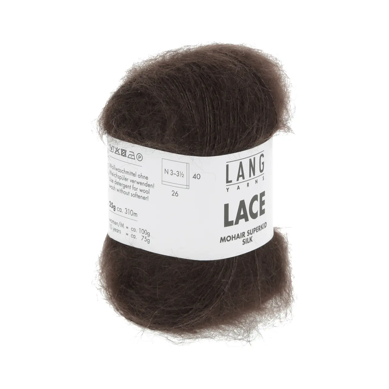 Lace 268 Espresso von Lang Yarns. Wir haben uns auf die Suche nach dem feinsten und schönsten Mohair begeben. In Südafrika haben wir die hochwertigste Qualität gefunden. Diese wird bestimmt durch die Feinheit (Durchmesser)