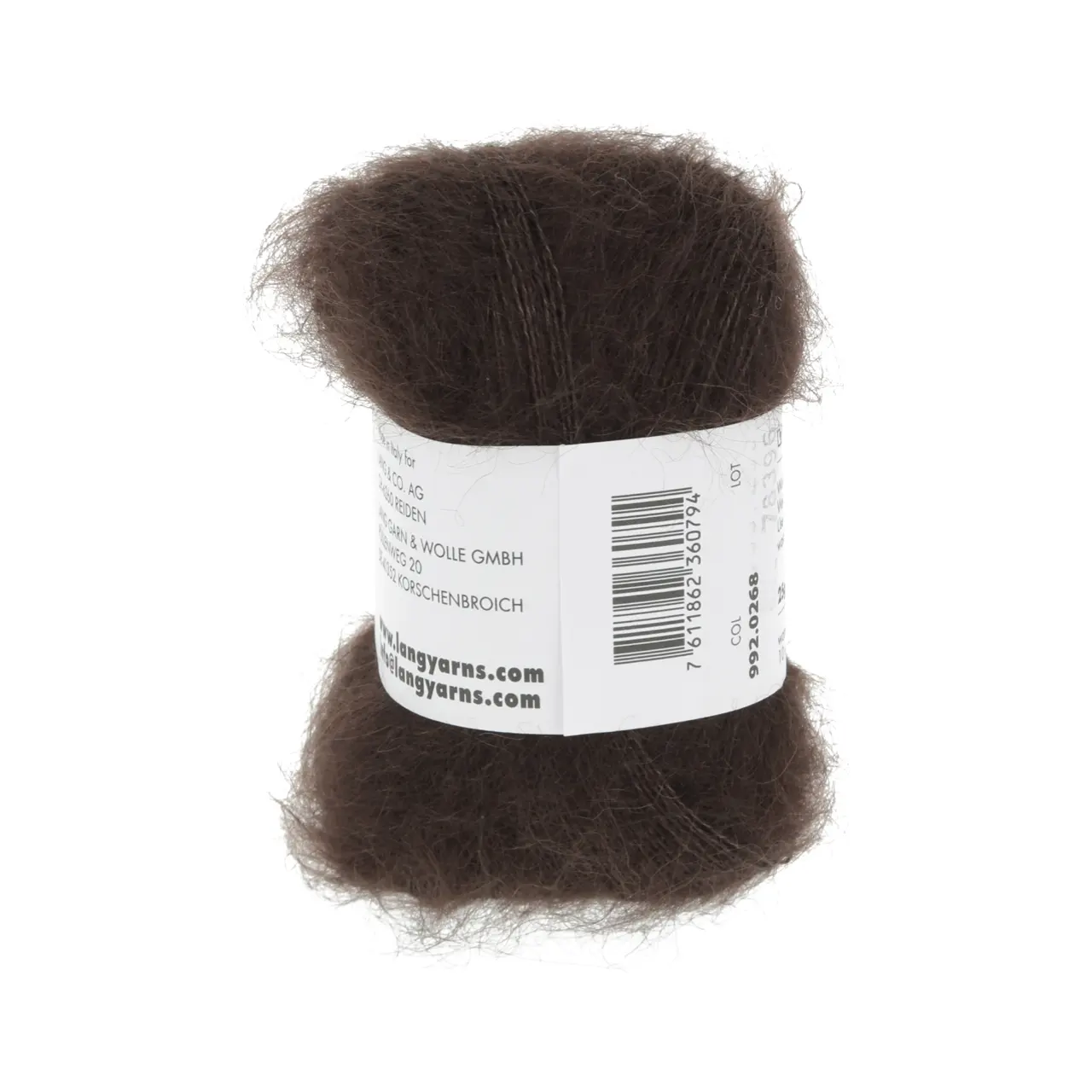 Lace 268 Espresso von Lang Yarns. Wir haben uns auf die Suche nach dem feinsten und schönsten Mohair begeben. In Südafrika haben wir die hochwertigste Qualität gefunden. Diese wird bestimmt durch die Feinheit (Durchmesser)