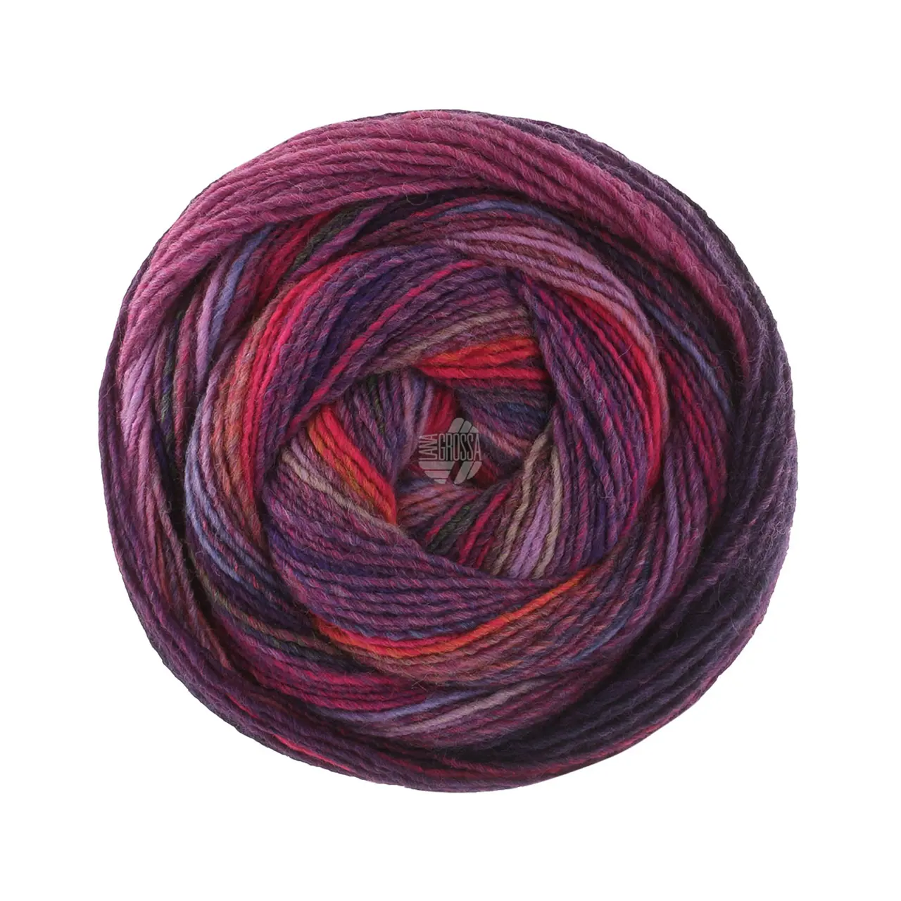 Gomitolo Intenso 233 Pink/Fuchsia/Rosa/Erika/Graulila/Orchidee/Kobaltblau von Lana Grossa. Dochtgarn mit unregelmäßigem Ringeleffekt