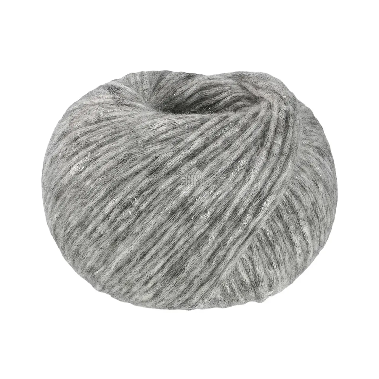 Lucciola 2 Grau von Lana Grossa. Effektgarn aus Alpaka- und Merinofasern mit Metallglanz