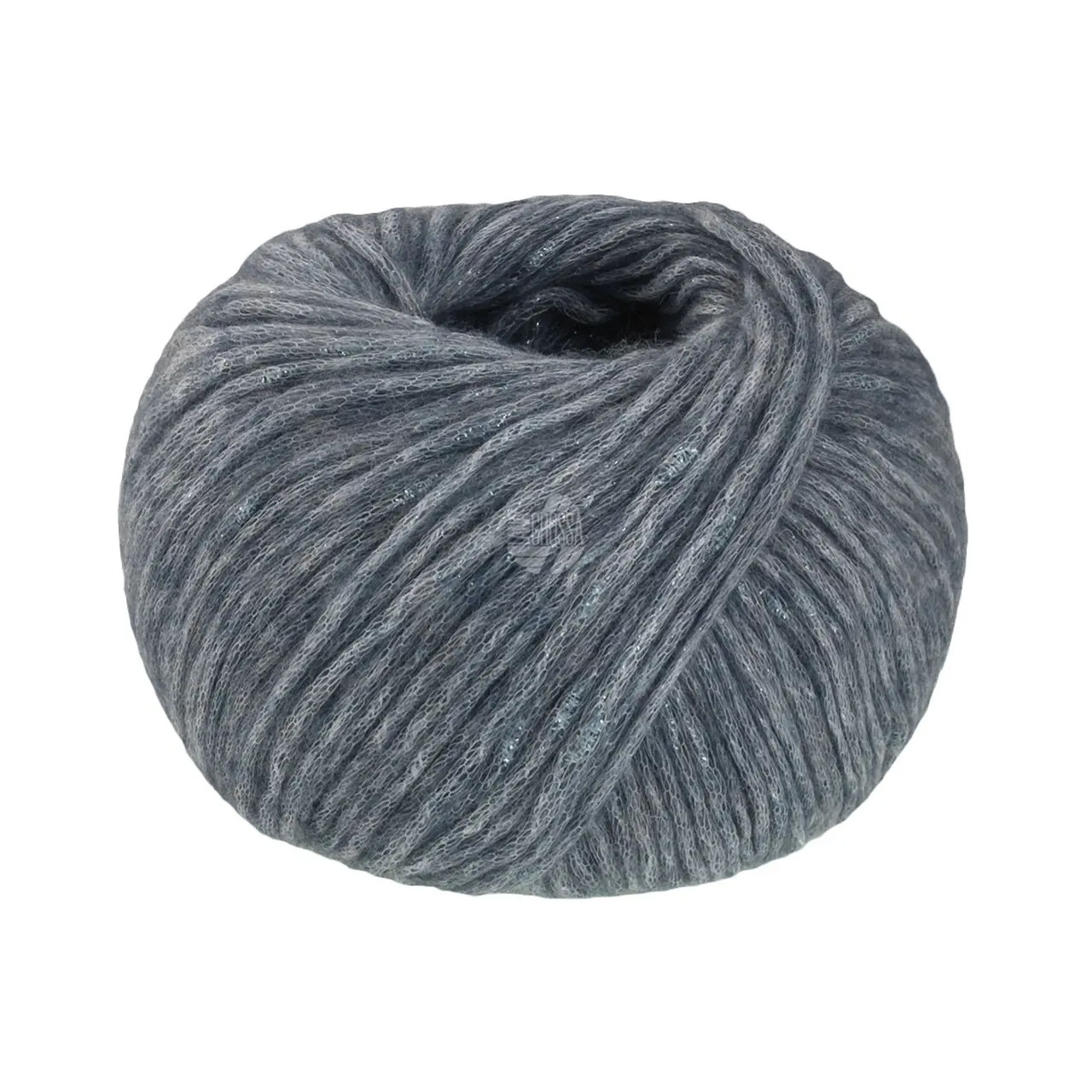 Lucciola 4 Graublau von Lana Grossa. Effektgarn aus Alpaka- und Merinofasern mit Metallglanz