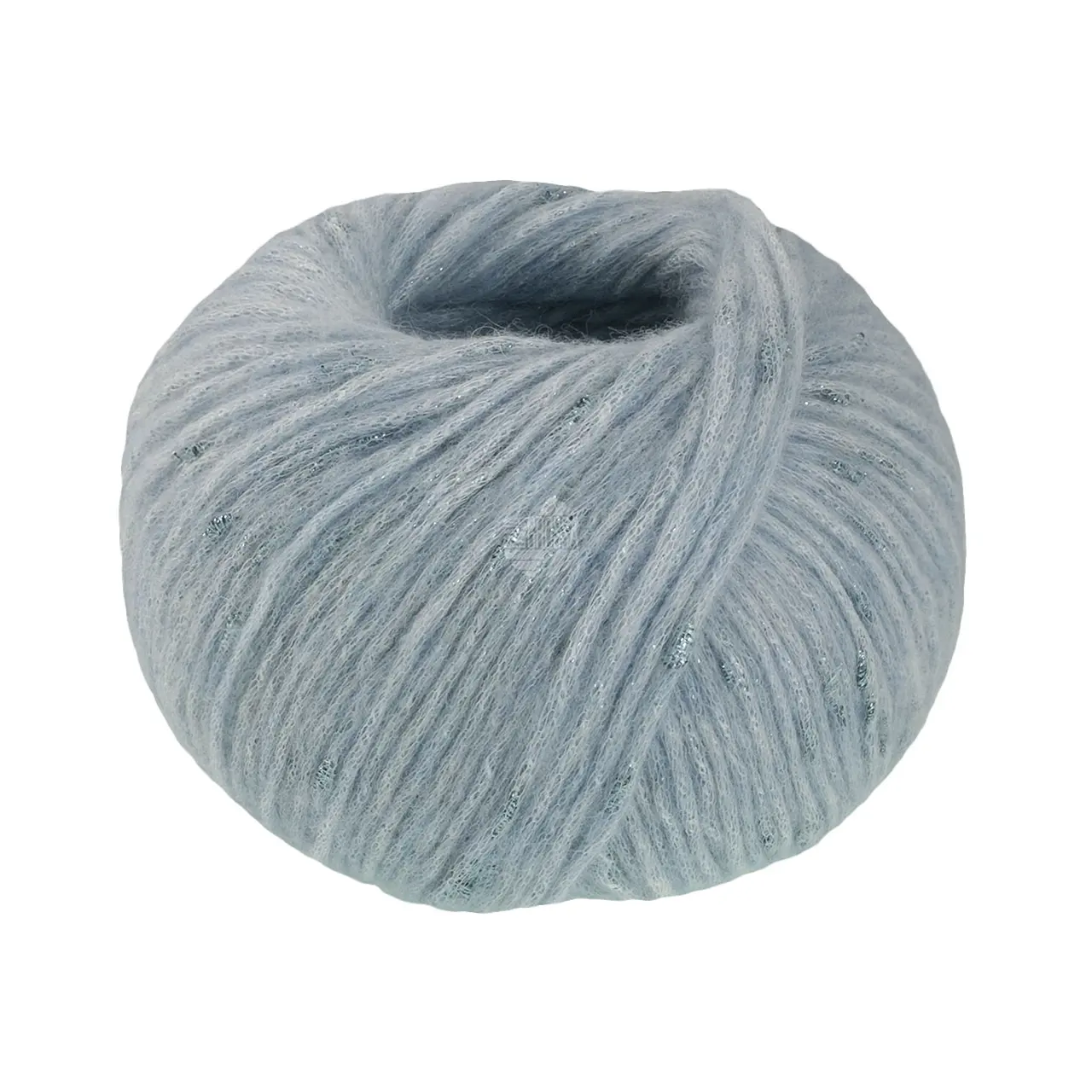 Lucciola 5 Hellblau von Lana Grossa. Effektgarn aus Alpaka- und Merinofasern mit Metallglanz