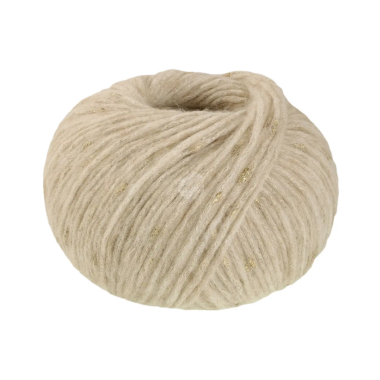 Lucciola 7 Creme von Lana Grossa. Effektgarn aus Alpaka- und Merinofasern mit Metallglanz