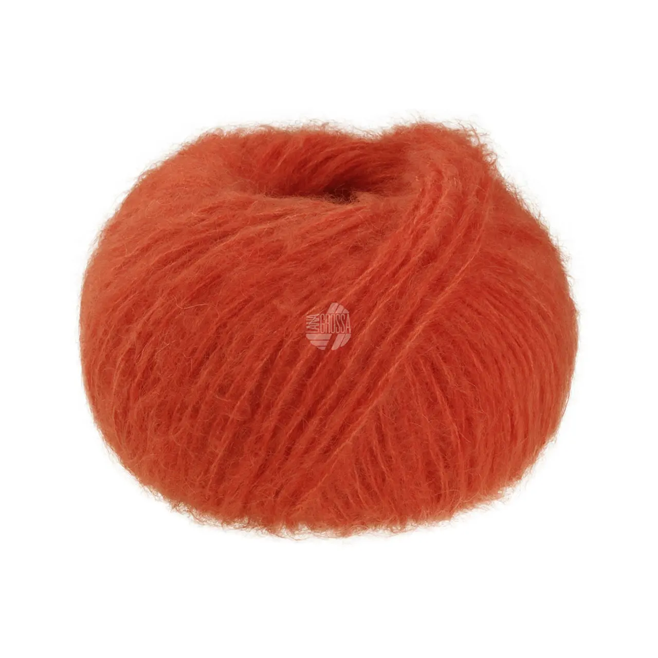 Mohair Di Gio 6 Orangerot von Lana Grossa. Locker verzwirntes Garn aus superfeinen Merinofasern und Superkid Mohair