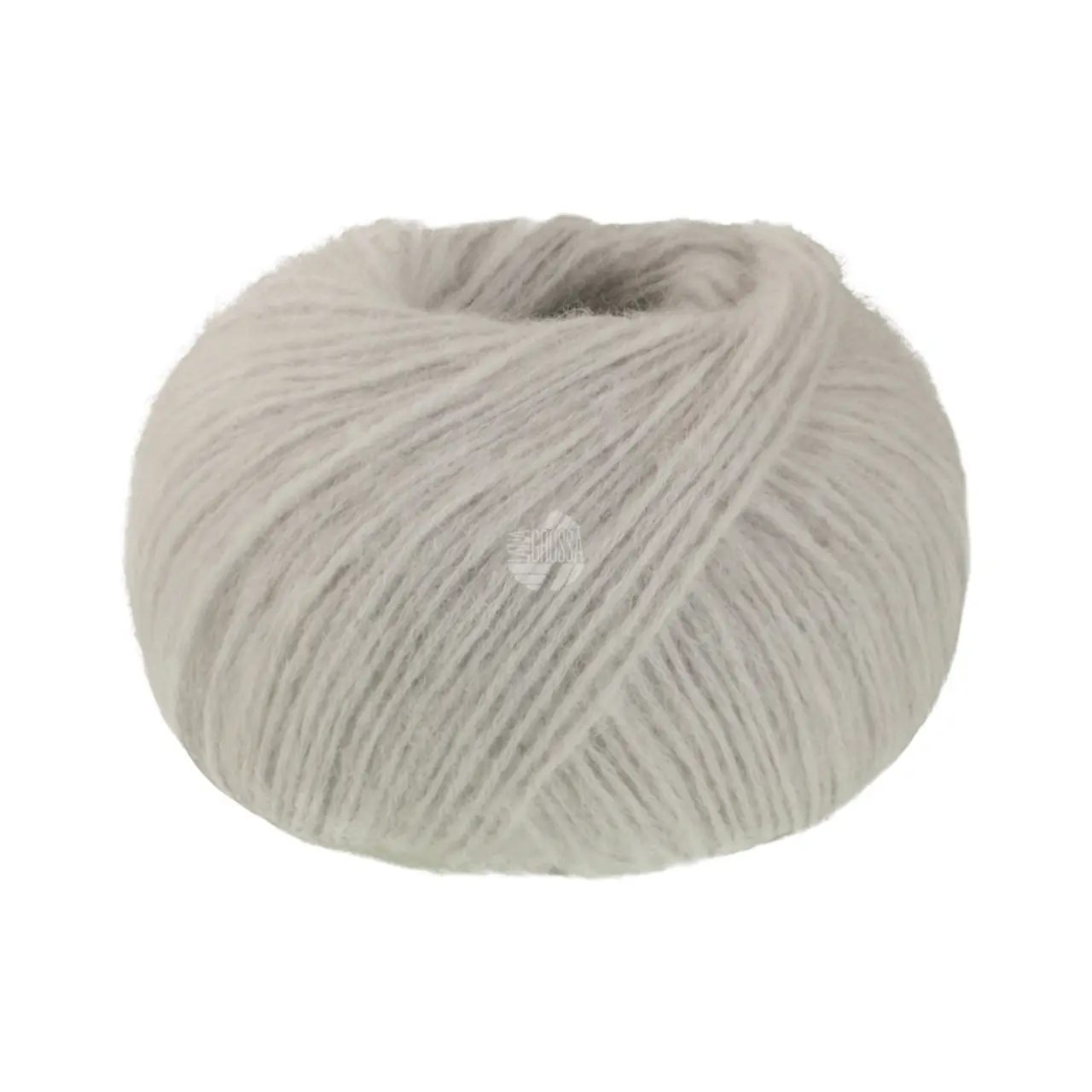 Nebbia 8 Weißgrau von Lana Grossa. Zarte Netzgarnstruktur aus Merino gefüllt mit Baby- Alpakafasern