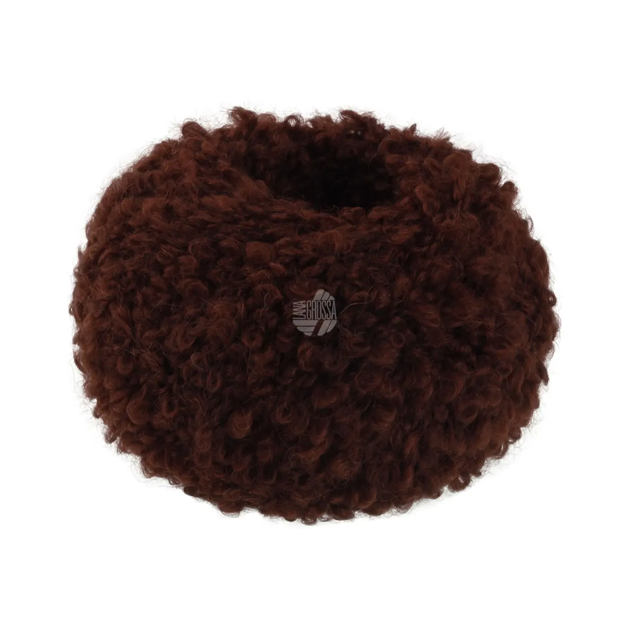 Orsetto 12 Schokobraun von Lana Grossa. Weiches Bouclé-Garn aus Alpaka- und Merinofasern