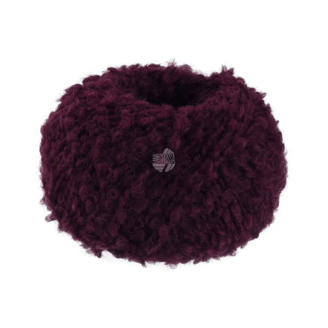 Orsetto 5 Burgund von Lana Grossa. Weiches Bouclé-Garn aus Alpaka- und Merinofasern