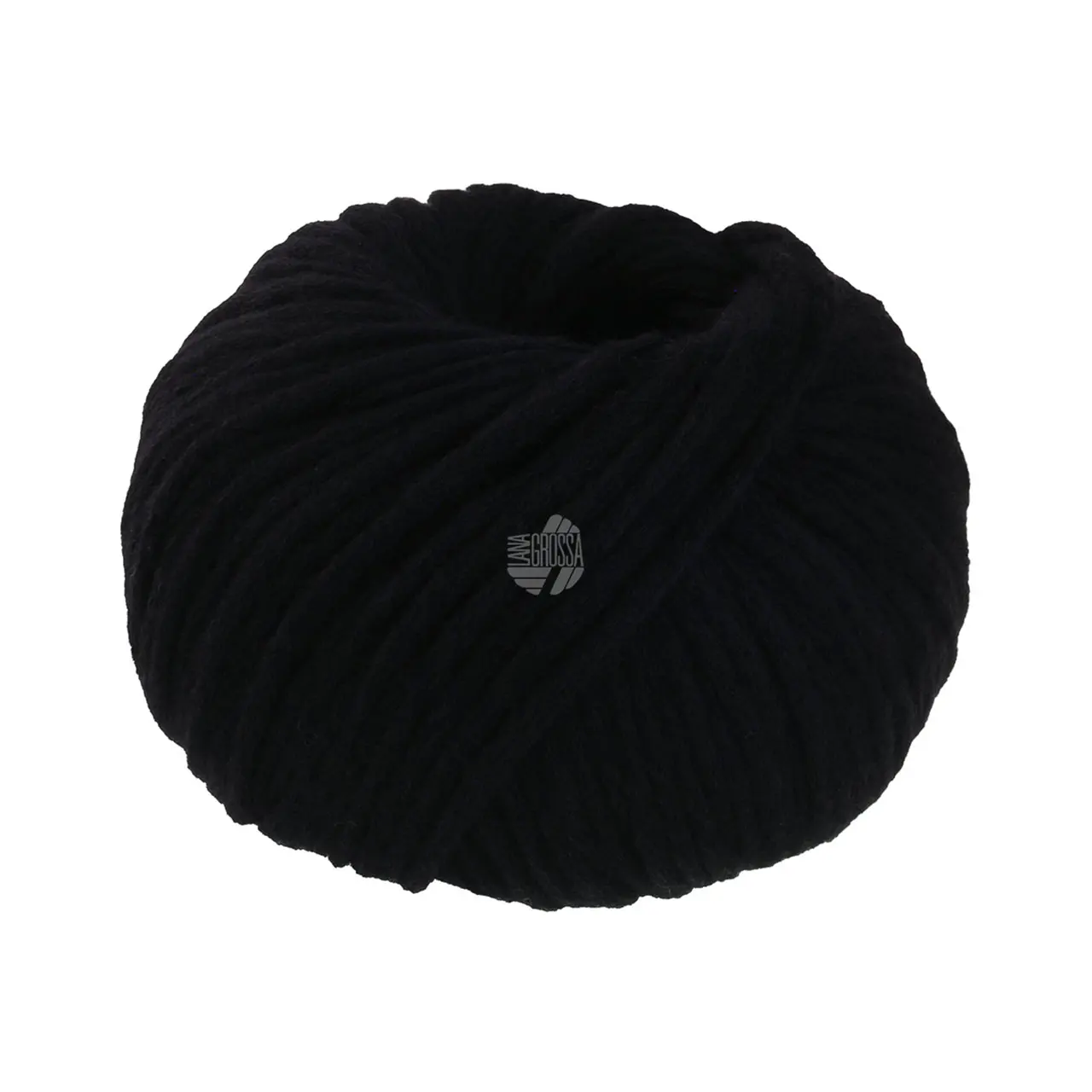 Winter Softness 20 Schwarz von Lana Grossa. Zartes Baumwollschlauchgarn voluminös ágefüllt ámit flauschigen Merinofasern