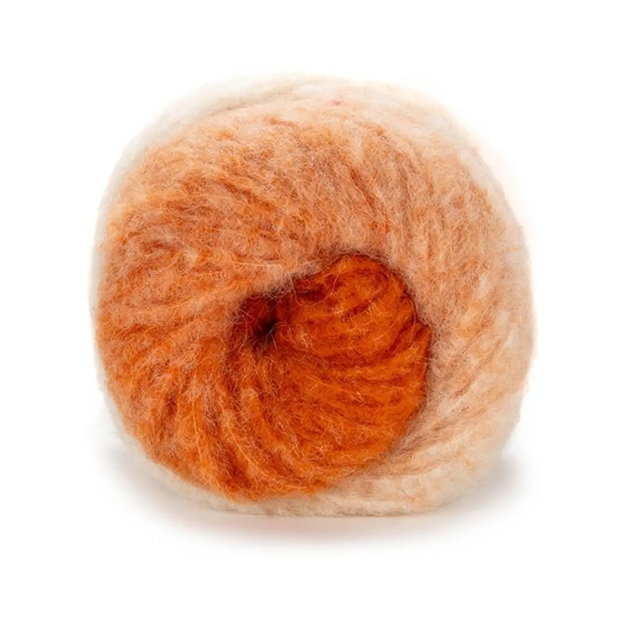 Piuma Alpaca Dégradé 3 Kupferorange-Apricot von Laines Du Nord. Mit sanften Farbverläufen und zartem Flausch verleiht Poema Alpaca jedem Projekt Wärme Leichtigkeit und einen Hauch von Luxus. Ideal für Schals Pullover & Accessoires.