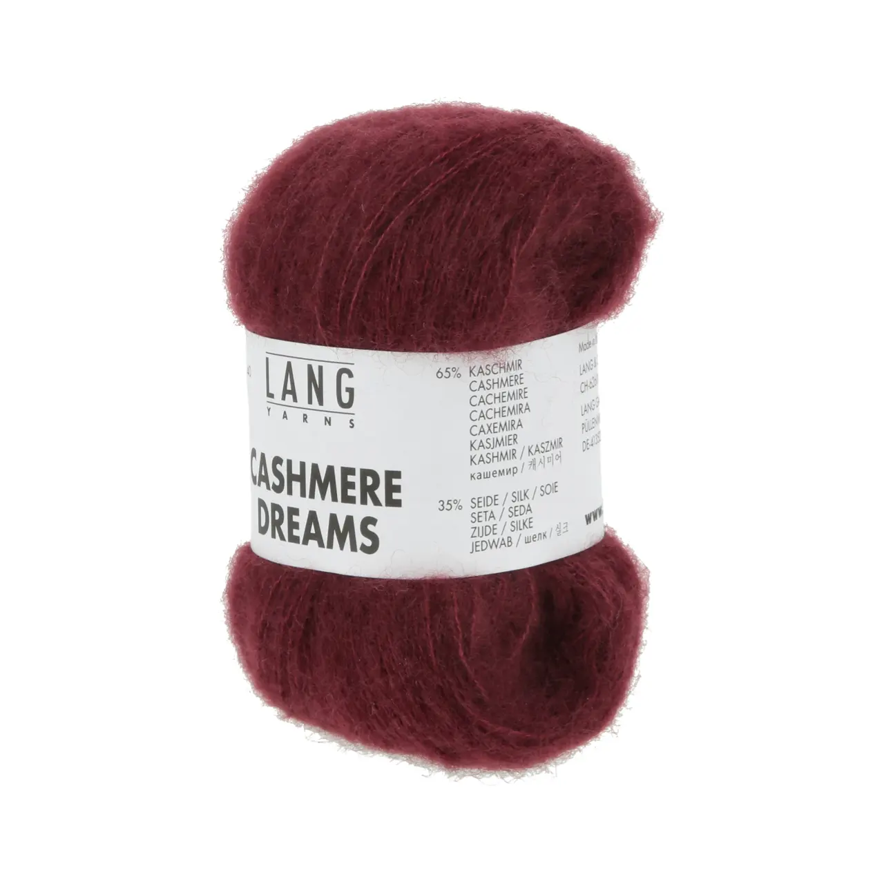 Cashmere Dreams 64 Bordeaux von Lang Yarns. Der Name ist Programm - ein Traum aus Cashmere und Seide.