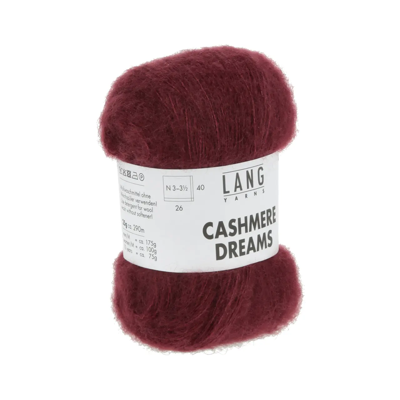 Cashmere Dreams 64 Bordeaux von Lang Yarns. Der Name ist Programm - ein Traum aus Cashmere und Seide.