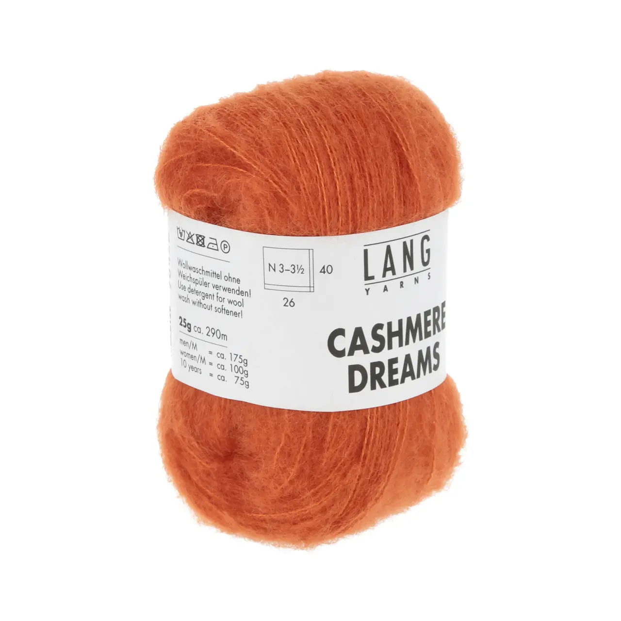 Cashmere Dreams 159 Orange von Lang Yarns. Der Name ist Programm - ein Traum aus Cashmere und Seide.