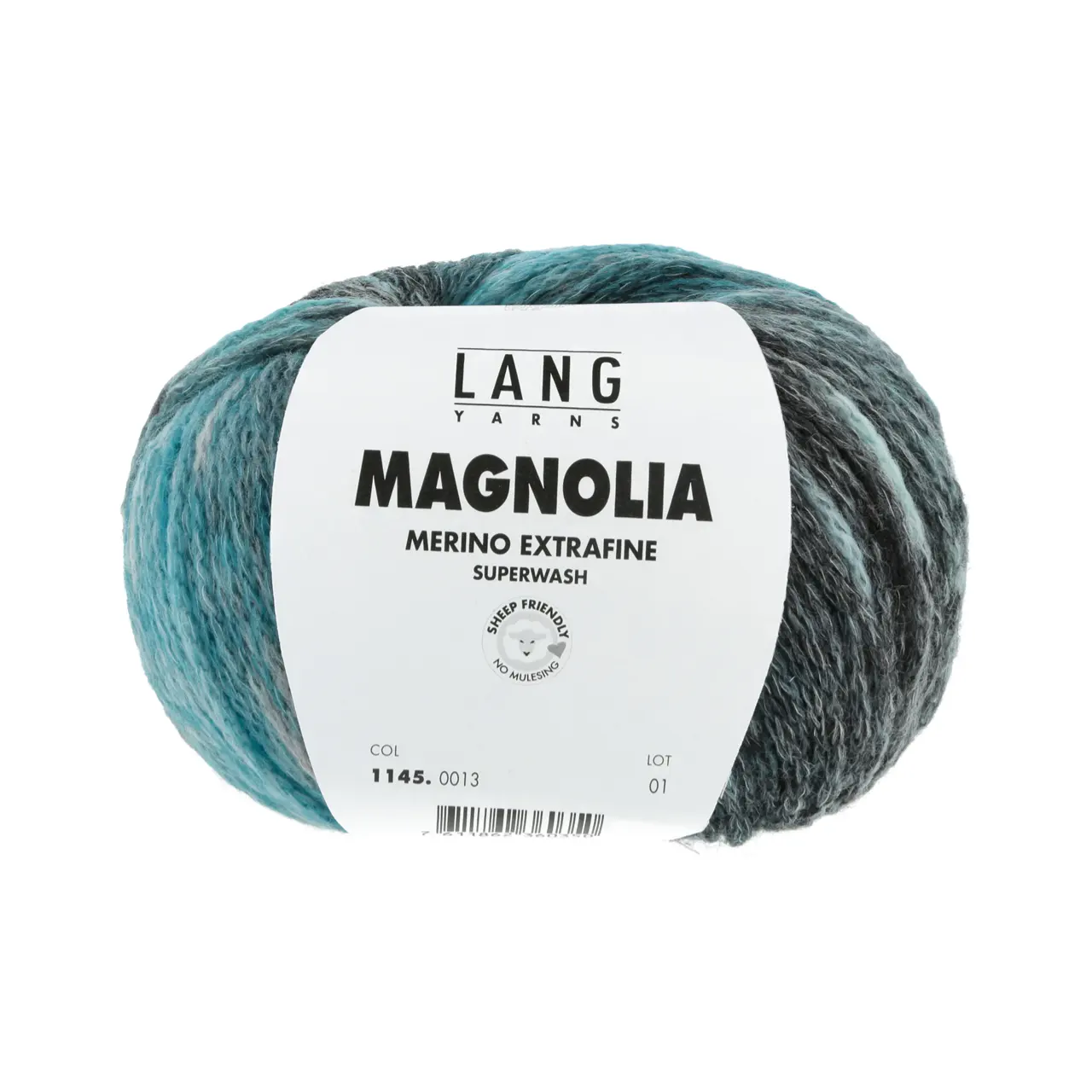 Magnolia 13 Petrol/Türkis/Grau von Lang Yarns. Tauchen Sie ein in ein Spektrum von Farben und erleben Sie wie auf Ihren Nadeln ein lebendiger Garten erblüht.
