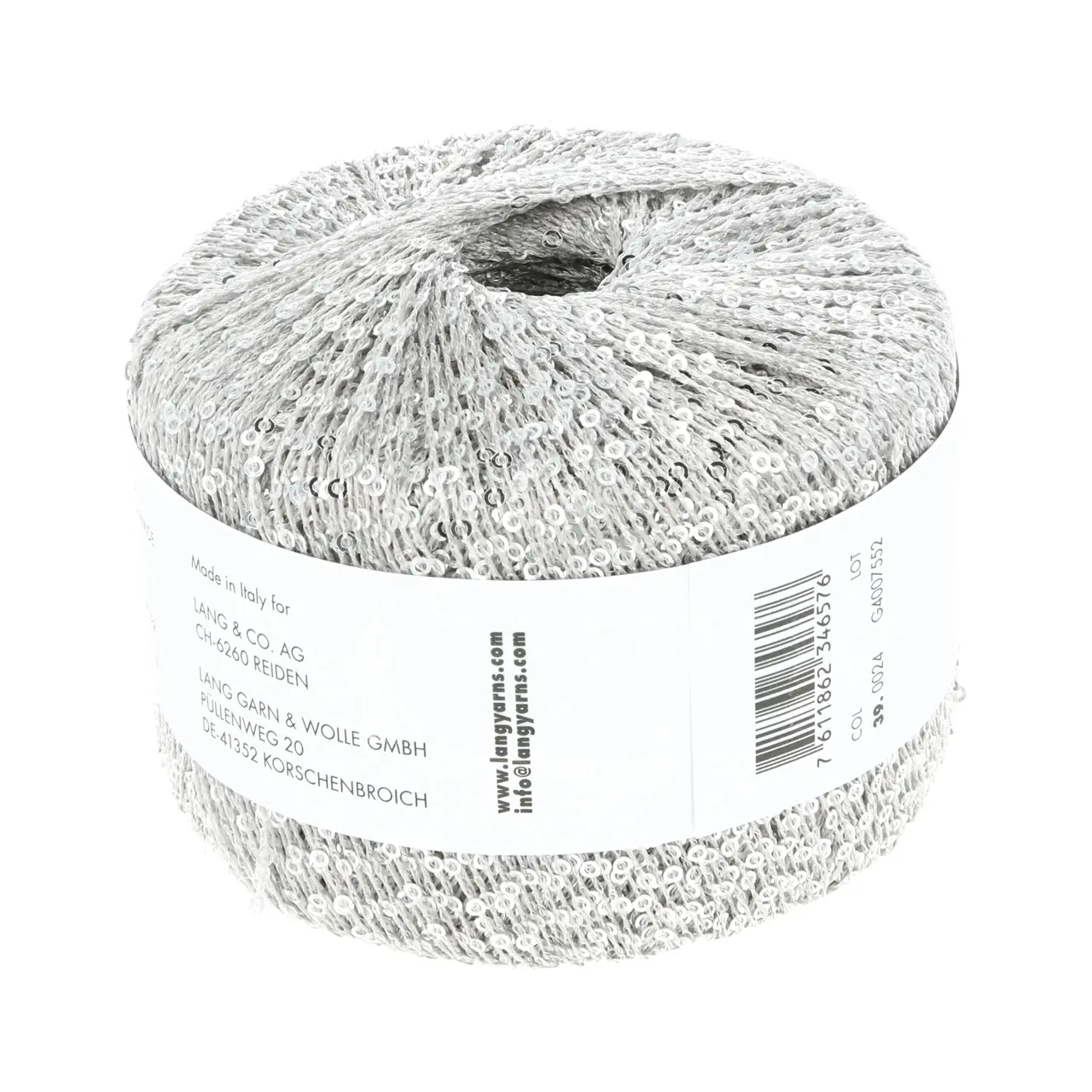Paillettes 24 Hellgrau von Lang Yarns. Beilaufgarn mit Pailletten. Celebrate your style. Lasse Deiner Kreativität freien Lauf und kombiniere mit Deinem Lieblingsgarn.
