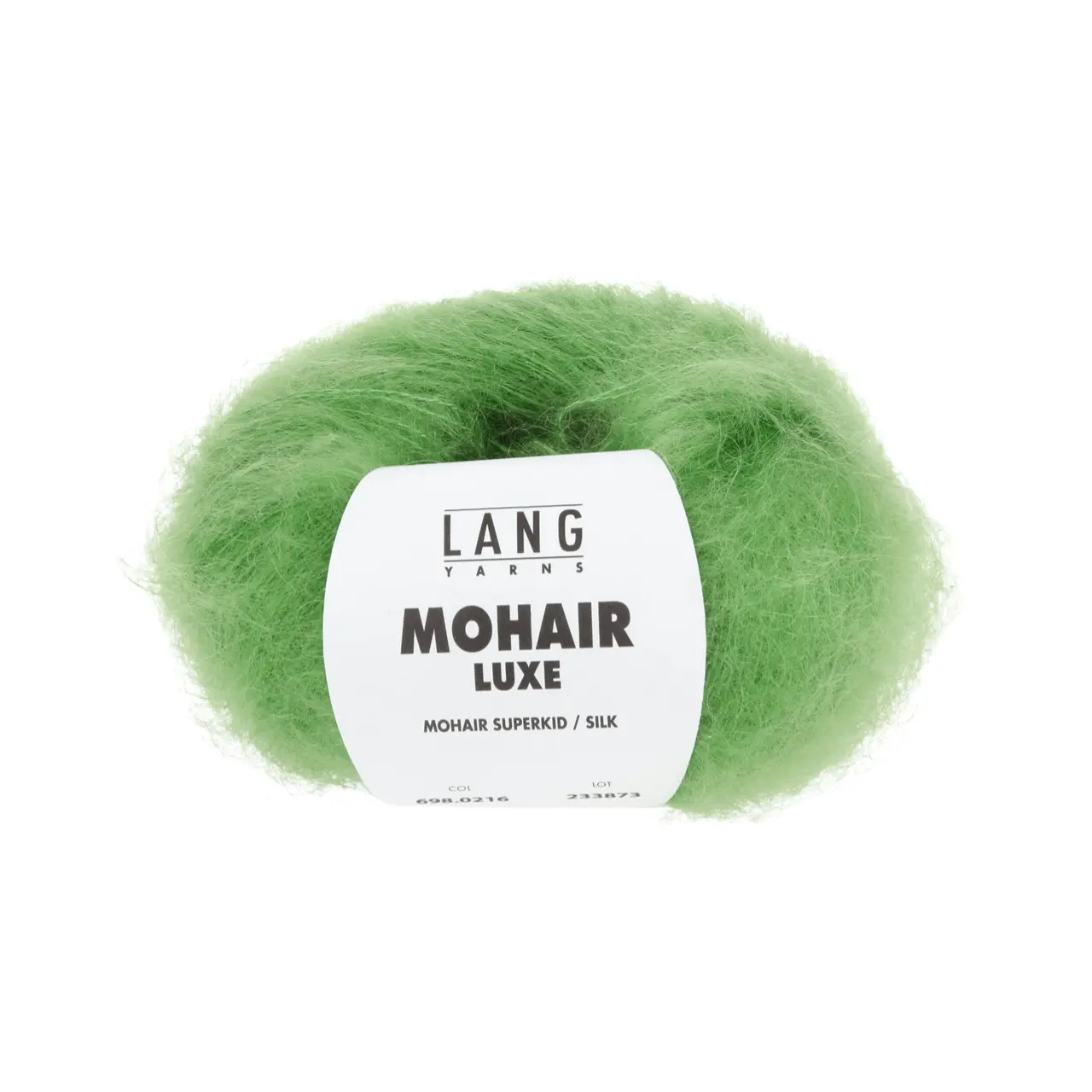 Mohair Luxe 216 Apfel von Lang Yarns. Superkid-Mohair gemischt mit Seide - ein federleichtes Garn für modische Accessoires und mehr.