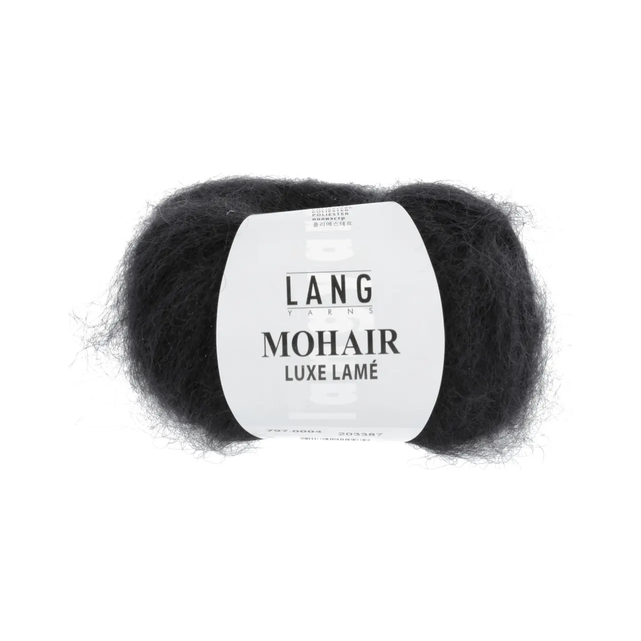 Mohair Luxe Lamé 4 Silber - Schwarz von Lang Yarns. Superkid-Mohair gemischt mit Seide - ein federleichtes Garn für modische Accessoires und mehr.