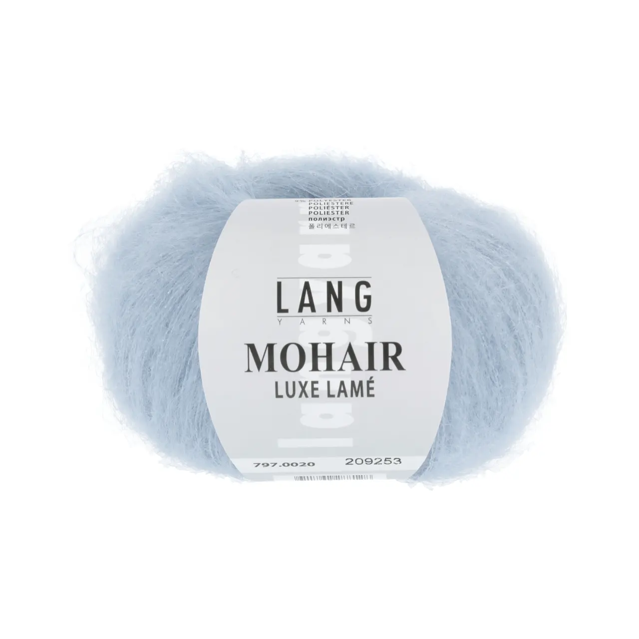 Mohair Luxe Lamé 20 Silber - Azur von Lang Yarns. Superkid-Mohair gemischt mit Seide - ein federleichtes Garn für modische Accessoires und mehr.