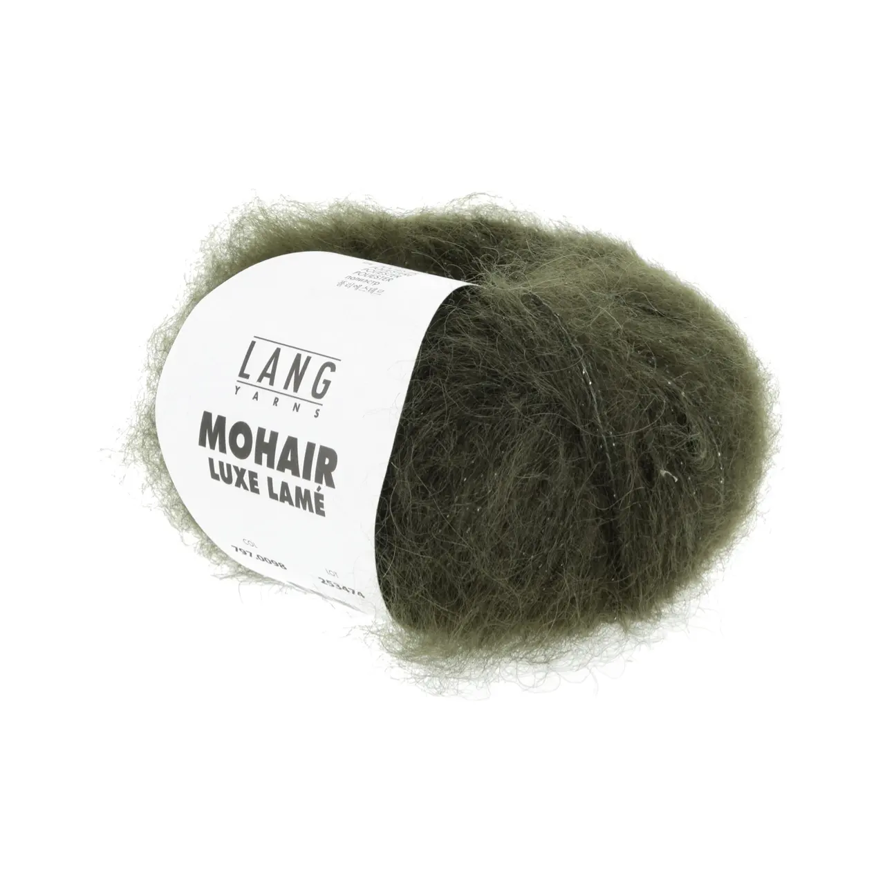 Mohair Luxe Lamé 98 Silber - Olive Dunkel von Lang Yarns. Superkid-Mohair gemischt mit Seide - ein federleichtes Garn für modische Accessoires und mehr.