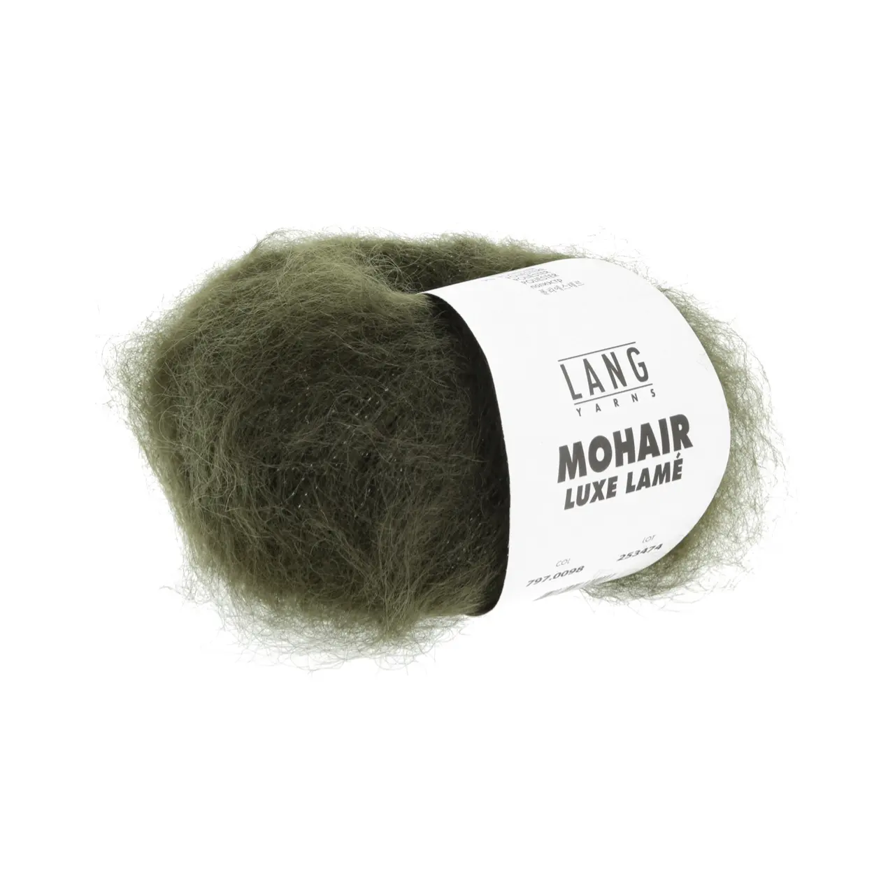 Mohair Luxe Lamé 98 Silber - Olive Dunkel von Lang Yarns. Superkid-Mohair gemischt mit Seide - ein federleichtes Garn für modische Accessoires und mehr.